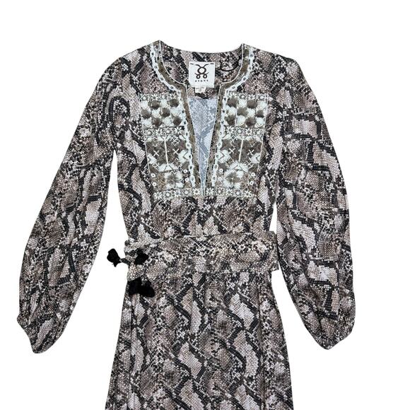 FIGUE Emani Snakeskin-Print Blouson Sleeve Dress Size XS - Picture 9 of 14